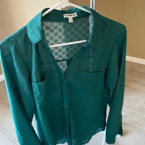 Express Teal Polka Dot Blouse